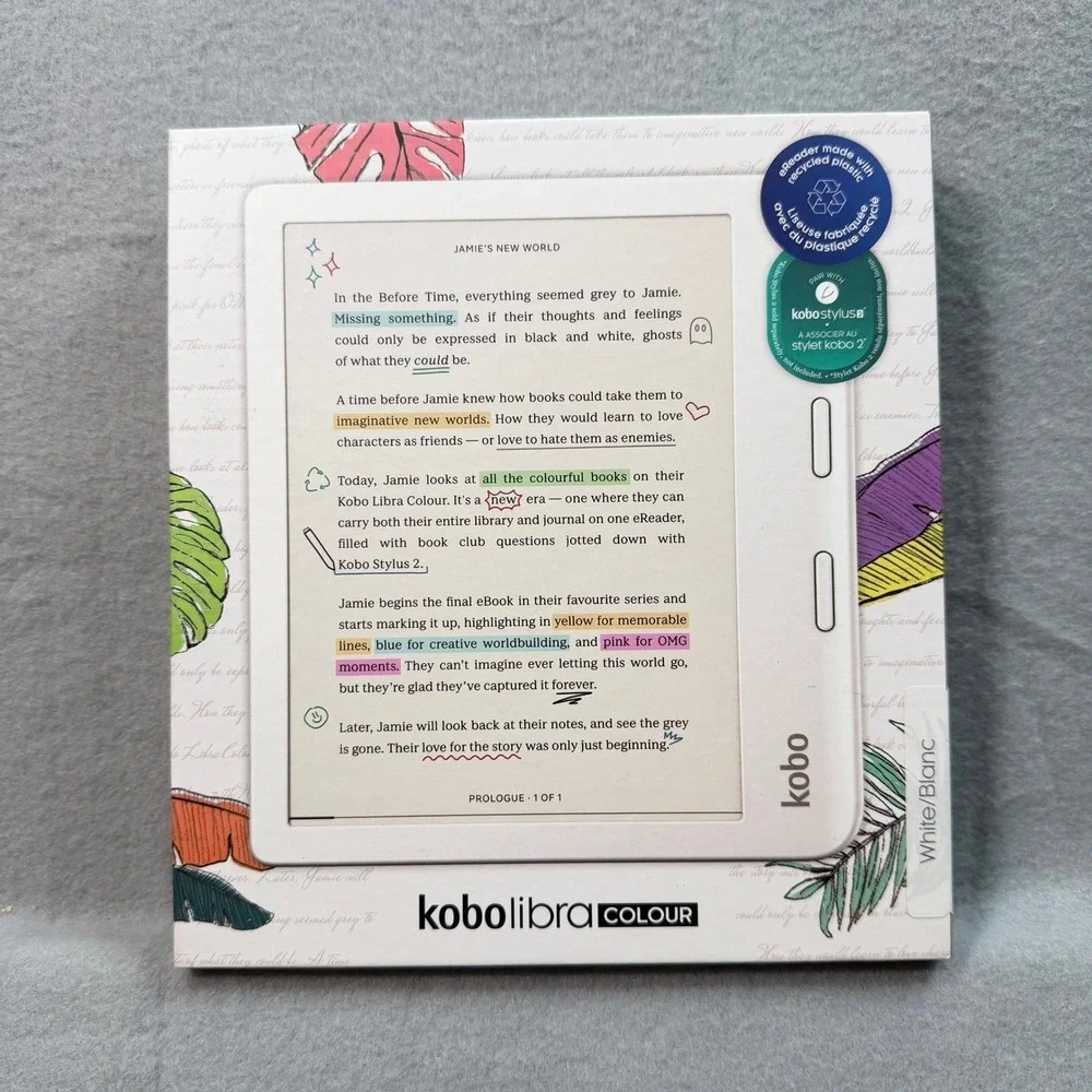 Kobo Libra Colour E-reader White 32 GB Bundle Case Screen Protector